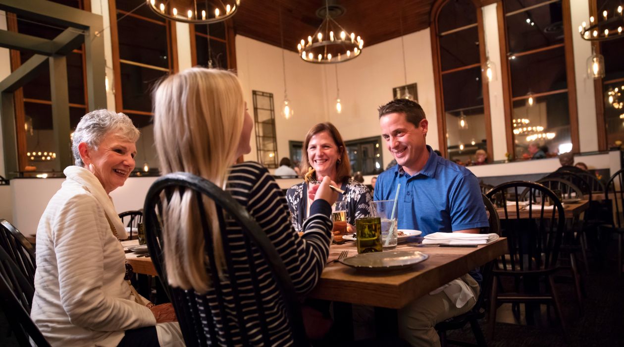 A family enjoys dinner at Terrapin in Rhinebeck